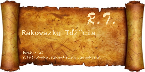 Rakovszky Tícia névjegykártya
